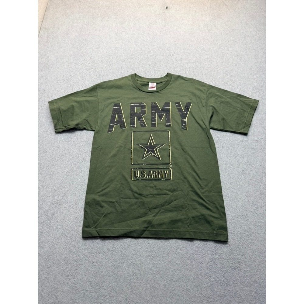 US Army Graphic T-Shirt Mens Medium Olive Green Star Logo Short Sleeve Tee